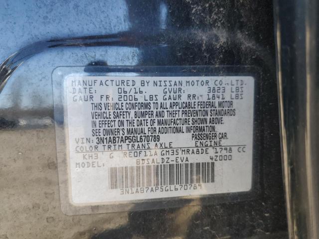 3N1AB7AP5GL670789 - 2016 NISSAN SENTRA S BLACK photo 12