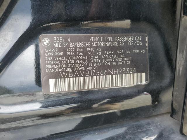 WBAVB17566NH93324 - 2006 BMW 325 I AUTOMATIC BLACK photo 12