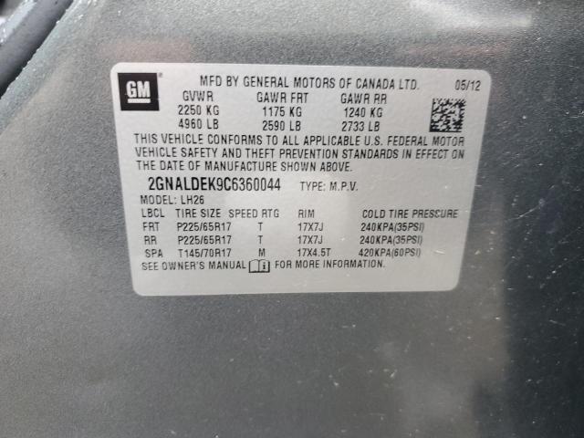 2GNALDEK9C6360044 - 2012 CHEVROLET EQUINOX LT GRAY photo 13