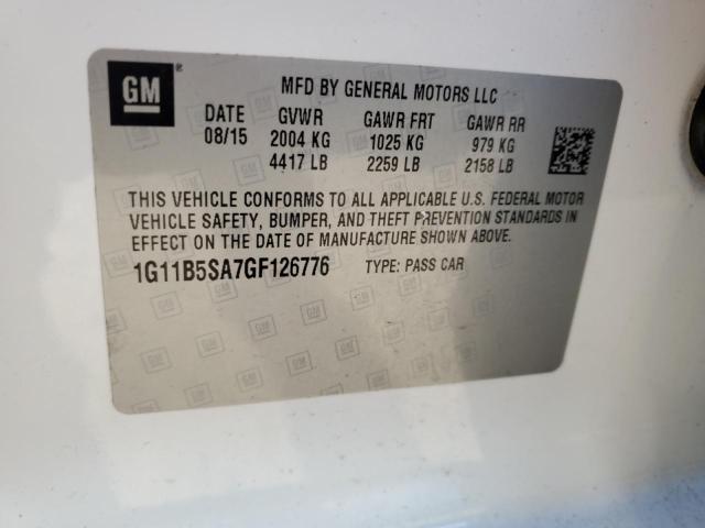 1G11B5SA7GF126776 - 2016 CHEVROLET MALIBU LIM LS თეთრი ფოტო 12