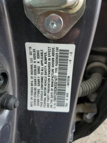 19XFC2E83KE021477 - 2019 HONDA CIVIC SPORT 灰色 照片 12