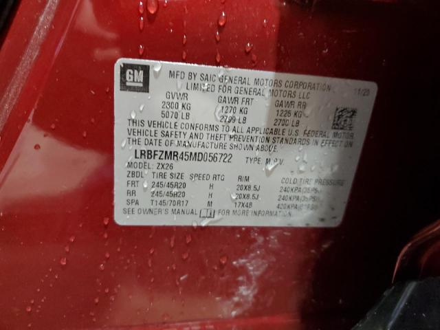 LRBFZMR45MD056722 - 2021 BUICK ENVISION PREFERRED ბურგუნდია ფოტო 13