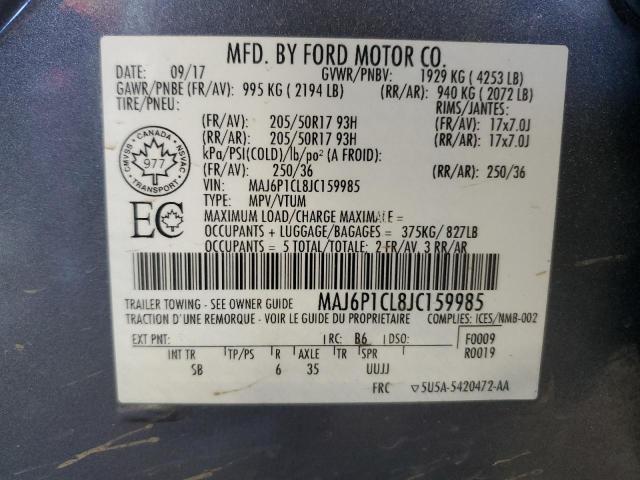 MAJ6P1CL8JC159985 - 2018 FORD ECOSPORT SES Szary zdjęcie 13