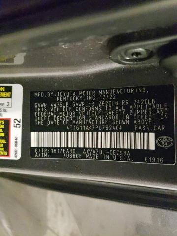 4T1G11AK7PU762404 - 2023 TOYOTA CAMRY SE NIGHT SHADE GRAY photo 12