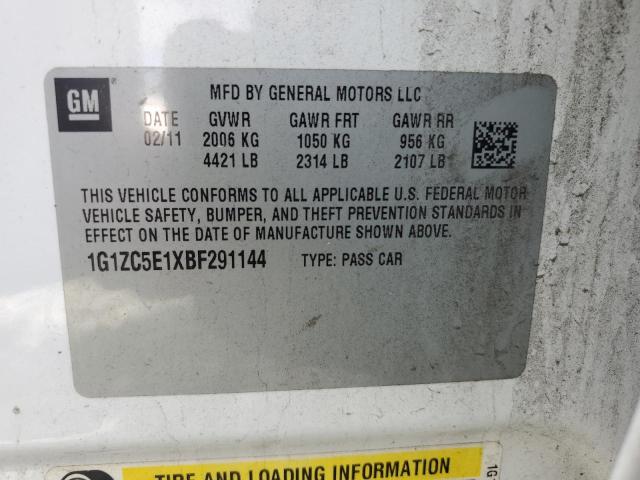 1G1ZC5E1XBF291144 - 2011 CHEVROLET MALIBU 1LT 白色 照片 12