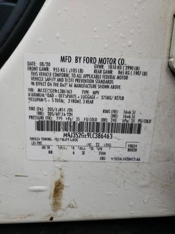 MAJ3S2GE9LC386463 - 2020 FORD ECOSPORT SE WHITE photo 12