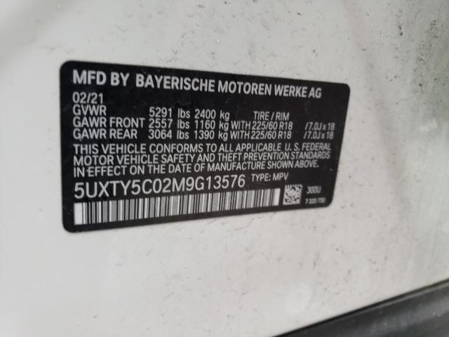 5UXTY5C02M9G13576 - 2021 BMW X3 XDRIVE30I WHITE photo 13