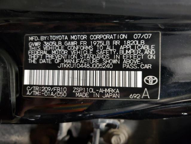 JTKKU10448J005240 - 2008 TOYOTA SCION XD BLACK photo 12