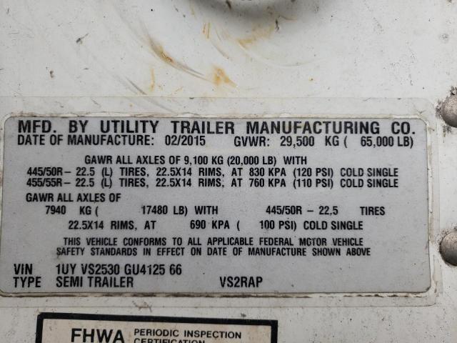 1UYVS2530GU412566 - 2016 UTILITY TRAILER WHITE photo 10