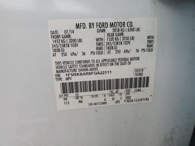 1FM5K8AR8FGA22111 - 2015 FORD EXPLORER POLICE INTERCEPTOR Ağ foto 13