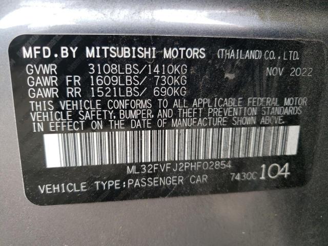 ML32FVFJ2PHF02854 - 2023 MITSUBISHI MIRAGE G4 SE GRAY photo 12