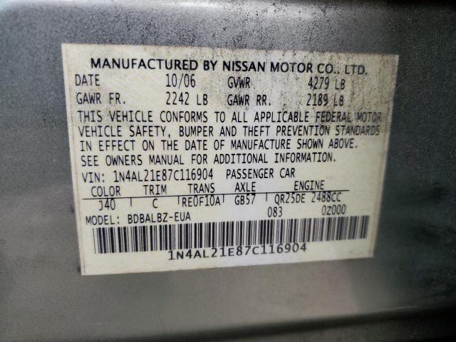 1N4AL21E87C116904 - 2007 NISSAN ALTIMA 2.5 GREEN photo 12