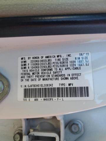 5J8TB3H51EL006342 - 2014 ACURA RDX TECHNOLOGY WHITE photo 12