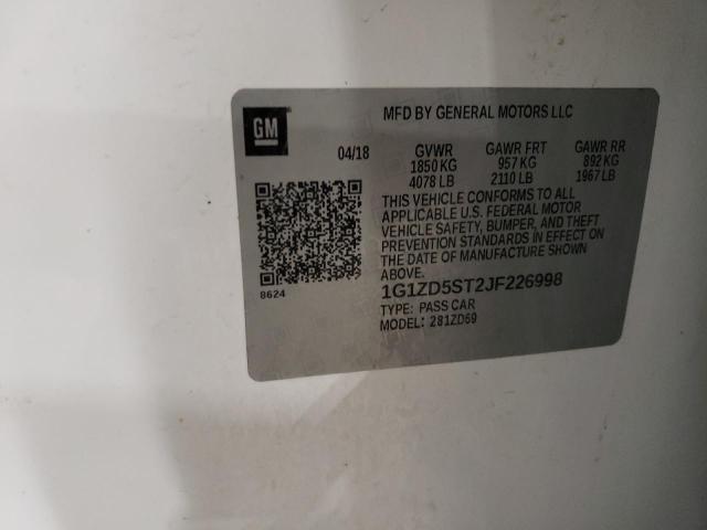 1G1ZD5ST2JF226998 - 2018 CHEVROLET MALIBU LT თეთრი ფოტო 12