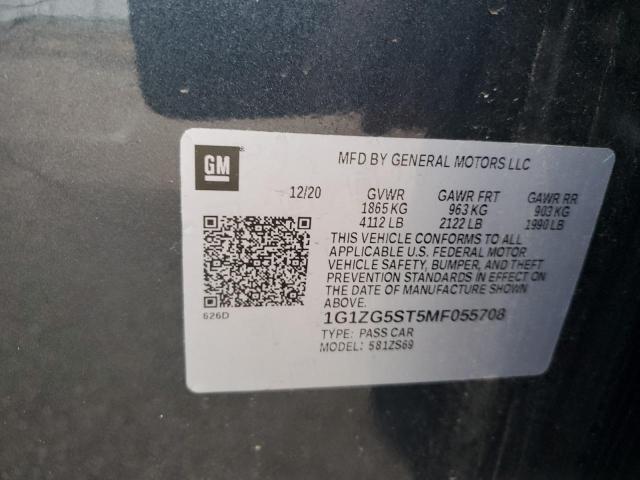 1G1ZG5ST5MF055708 - 2021 CHEVROLET MALIBU RS GRAY photo 12