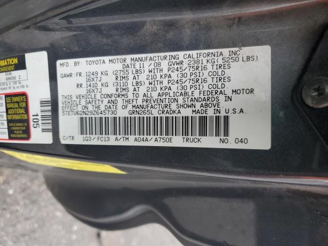 5TETU62N29Z645730 - 2009 TOYOTA TACOMA PRERUNNER ACCESS CAB GRAY photo 12