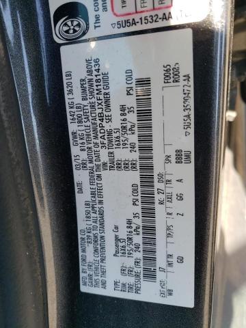 3FADP4BJXFM181436 - 2015 FORD FIESTA SE GRAY photo 12