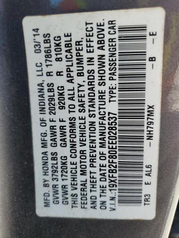 19XFB2F80EE028537 - 2014 HONDA CIVIC EX GRAY photo 12