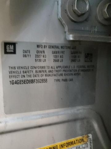 1G4GE5ED8BF392858 - 2011 BUICK LACROSSE CXS SILVER photo 12