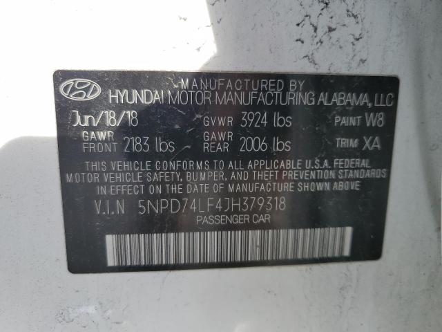 5NPD74LF4JH379318 - 2018 HYUNDAI ELANTRA SE WHITE photo 12