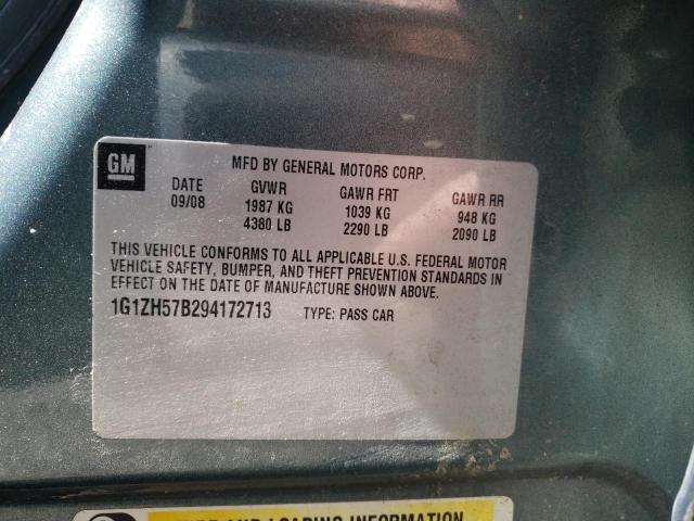 1G1ZH57B294172713 - 2009 CHEVROLET MALIBU 1LT TEAL photo 12