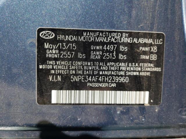 5NPE34AF4FH239960 - 2015 HYUNDAI SONATA SPORT BLUE photo 10