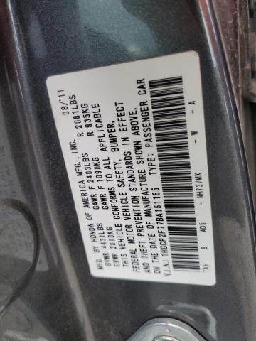 1HGCP2F77BA151165 - 2011 HONDA ACCORD EX GRAY photo 12