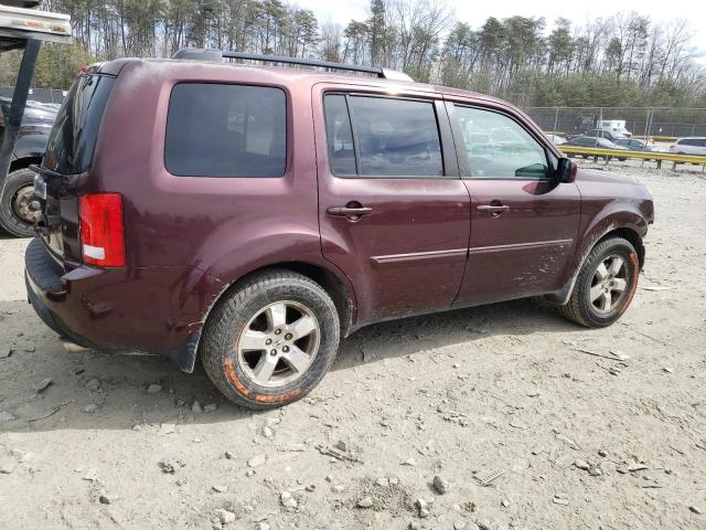 5FNYF4H55BB001478 - 2011 HONDA PILOT EXL BURGUNDY photo 3