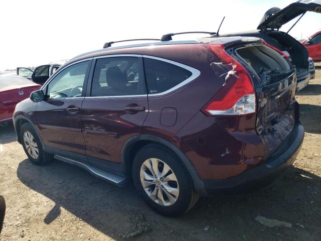 5J6RM4H7XCL024842 - 2012 HONDA CR-V EXL BURGUNDY photo 2