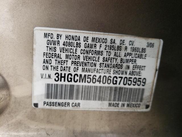 3HGCM56406G705959 - 2006 HONDA ACCORD LX GOLD photo 13