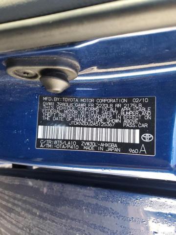 JTDKN3DU2A5125367 - 2010 TOYOTA PRIUS BLUE photo 12