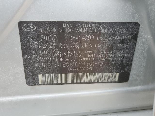 5NPEC4AC3BH021587 - 2011 HYUNDAI SONATA SE SILVER photo 12