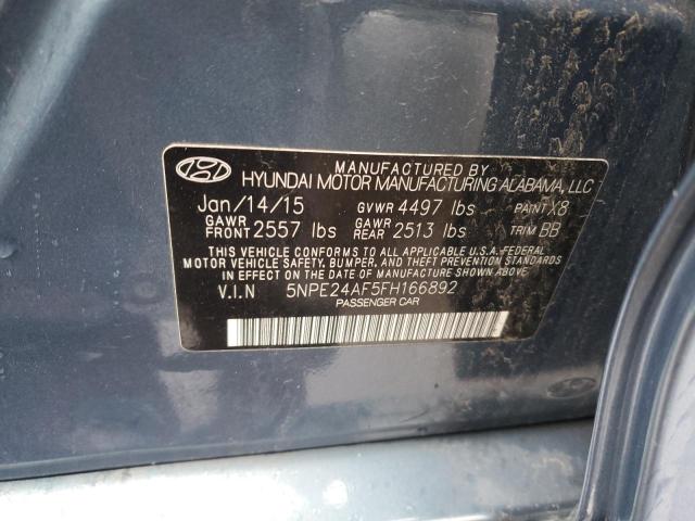 5NPE24AF5FH166892 - 2015 HYUNDAI SONATA SE BLUE photo 12