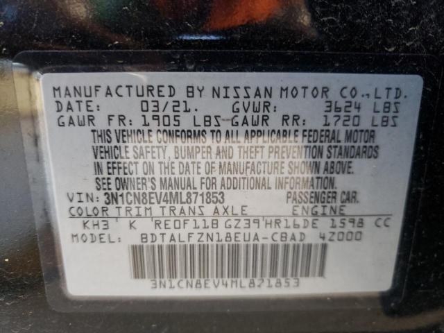 3N1CN8EV4ML871853 - 2021 NISSAN VERSA SV BLACK photo 12