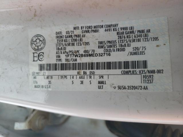 1FT7W2B69MED32716 - 2021 FORD F250 SUPER DUTY WHITE photo 12