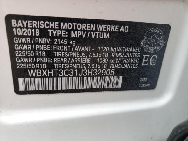 WBXHT3C31J3H32905 - 2018 BMW X1 XDRIVE28I WHITE photo 13