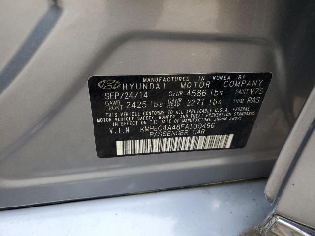 KMHEC4A48FA130466 - 2015 HYUNDAI SONATA HYBRID SILVER photo 12