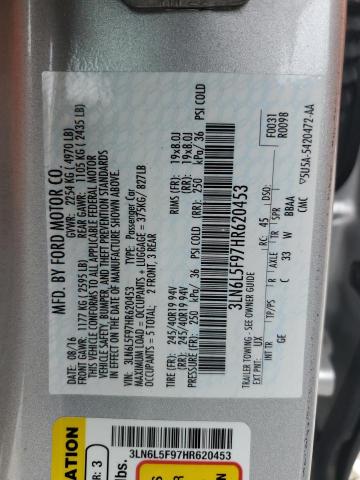 3LN6L5F97HR620453 - 2017 LINCOLN MKZ RESERVE ვერცხლისფერი ფოტო 12