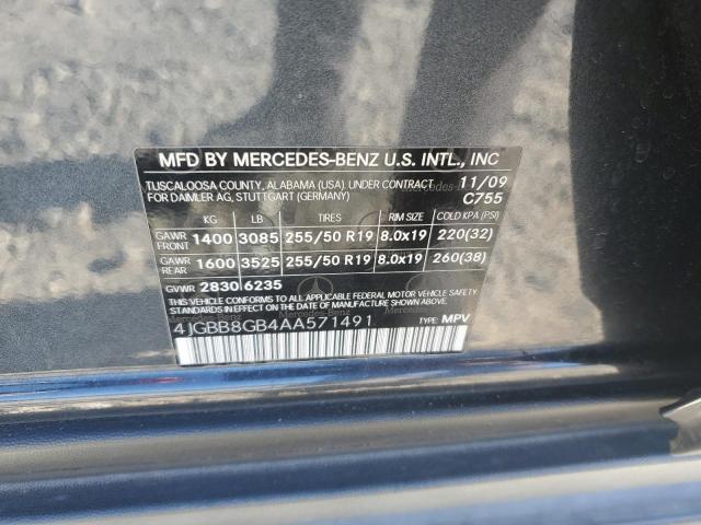 4JGBB8GB4AA571491 - 2010 MERCEDES-BENZ ML 350 4MATIC BLUE photo 13