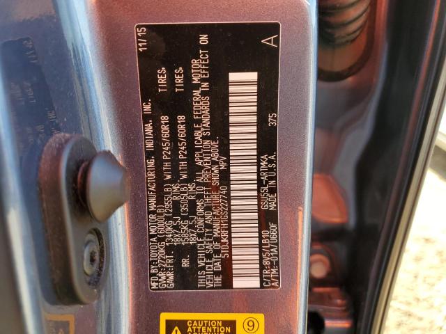 5TDJKRFH1GS227740 - 2016 TOYOTA HIGHLANDER XLE Boz foto 12