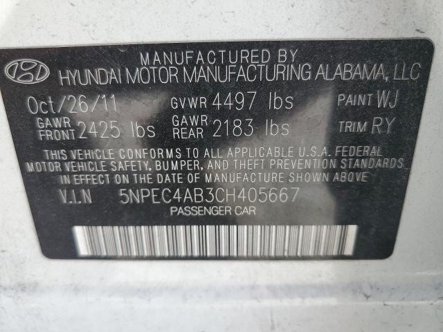 5NPEC4AB3CH405667 - 2012 HYUNDAI SONATA SE WHITE photo 12