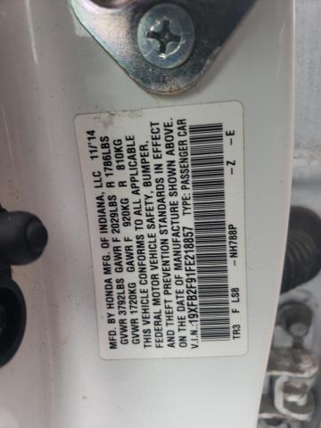 19XFB2F91FE218857 - 2015 HONDA CIVIC EXL 白色 照片 13