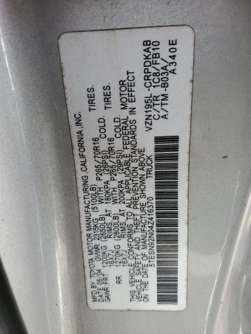 5TESN92N04Z416370 - 2004 TOYOTA TACOMA XTRACAB PRERUNNER Gümüş foto 12