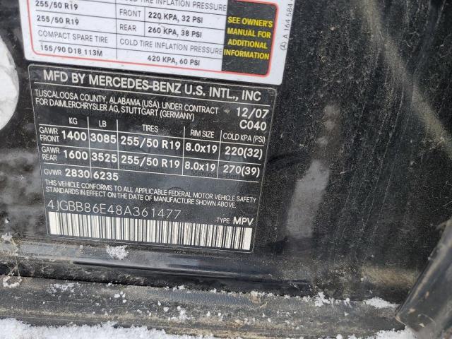 4JGBB86E48A361477 - 2008 MERCEDES-BENZ ML 350 BLACK photo 13