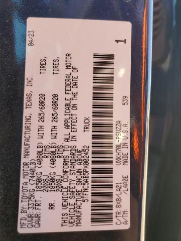 5TFNC5AB5PX002452 - 2023 TOYOTA TUNDRA CREWMAX PLATINUM ლურჯი ფოტო 12