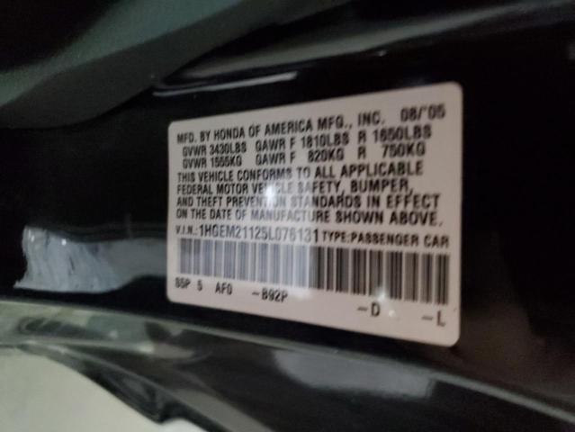 1HGEM21125L076131 - 2005 HONDA CIVIC DX VP BLACK photo 13