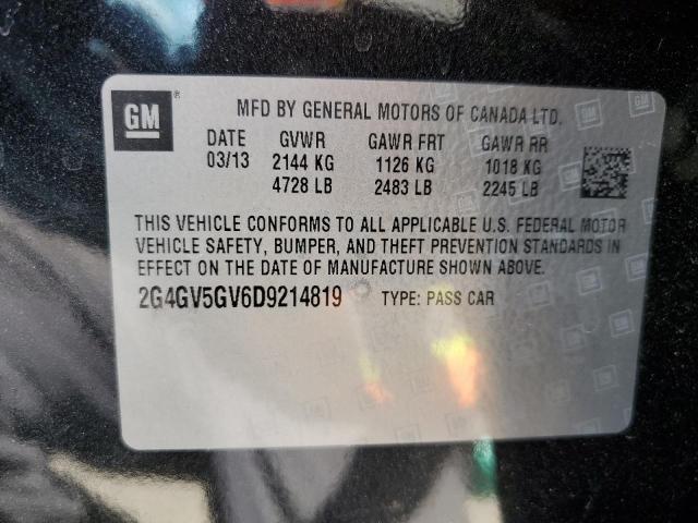 2G4GV5GV6D9214819 - 2013 BUICK REGAL GS BLACK photo 12