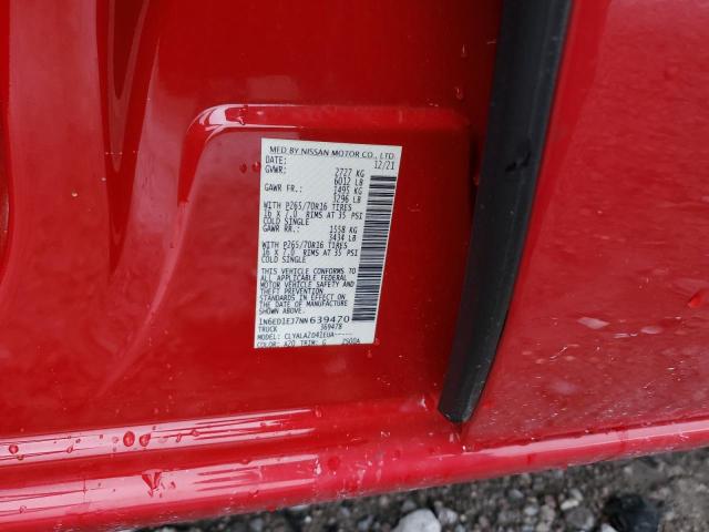 1N6ED1EJ7NN639470 - 2022 NISSAN FRONTIER S RED photo 12
