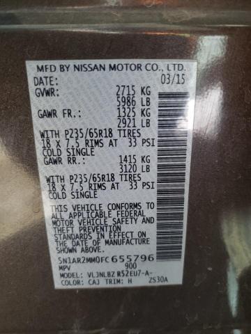 5N1AR2MM0FC655796 - 2015 NISSAN PATHFINDER S 灰色 照片 14