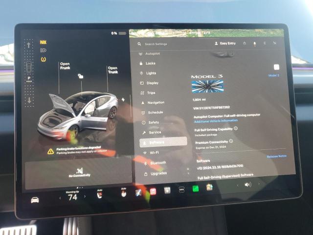 5YJ3E1ET5RF887262 - 2024 TESLA MODEL 3 SILVER photo 9